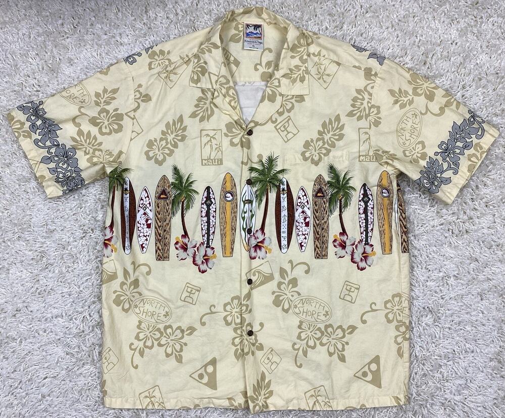 Vintage 90s Hawaiian Togs Aloha Shirt Men's XL Surfboard Print Made in Hawaii